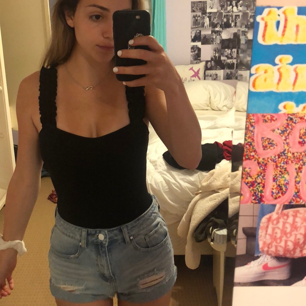 Black ribbed bodysuit